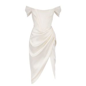 White corset off shoulder dress